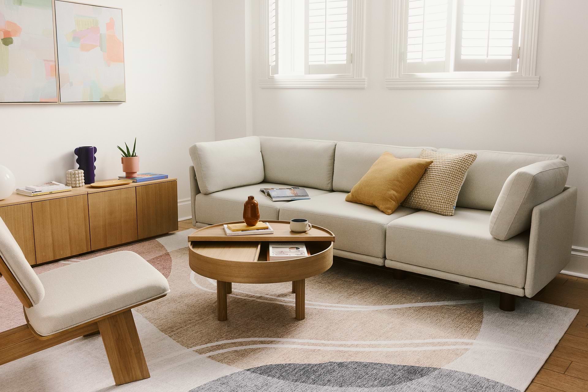 Grey sofa in living room