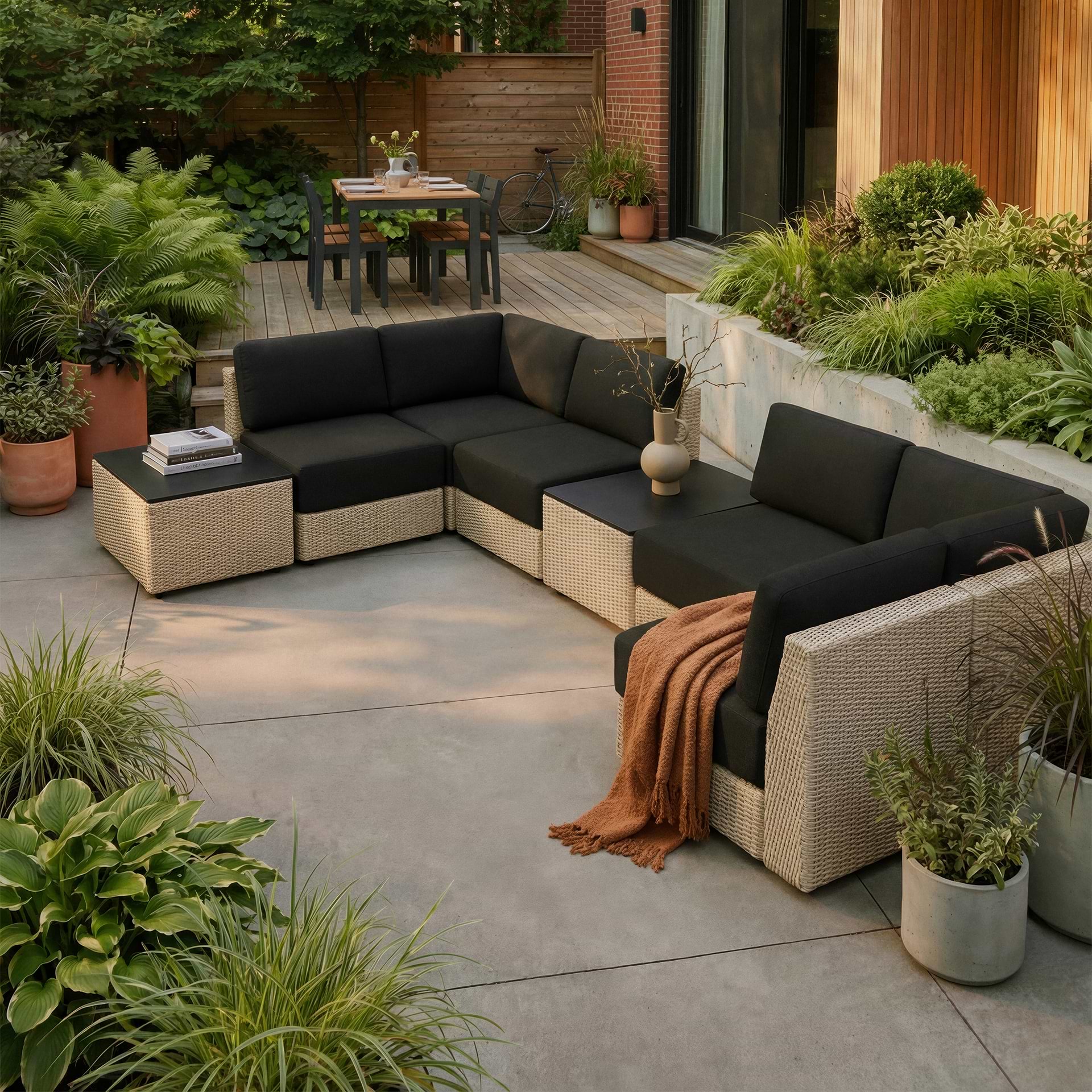 Picture of 5 seater outdoor sectional and coffee table.