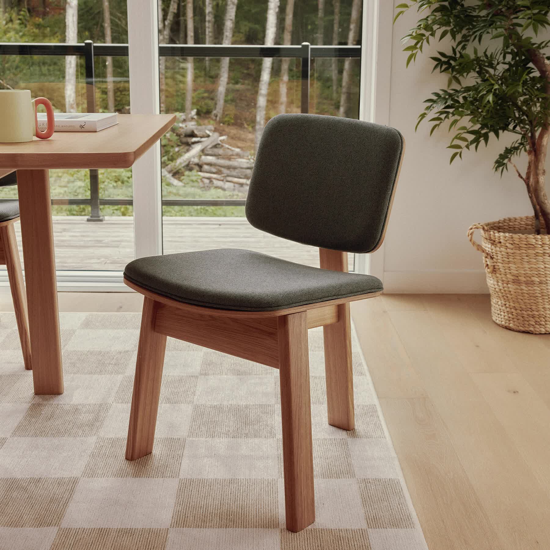 vela oak dining chair with multiple removable cushion color options